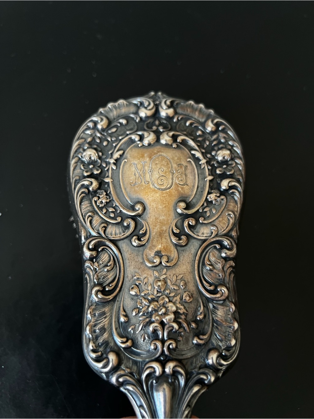 Antique Gorham Sterling Silver Hair Brush Buttercup Pattern 23 Repousse Floral - Picture 2 of 6